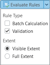 Evaluate Rules drop-down menu with Batch Calculation unchecked Evaluate Rules drop-down menu with Batch Calculation unchecked